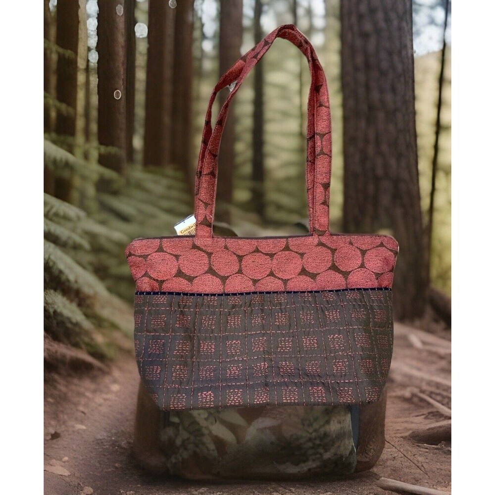 Maruca Handbag Jacquard Handmade Purse Bag Geometric Orange Double Handle Boho